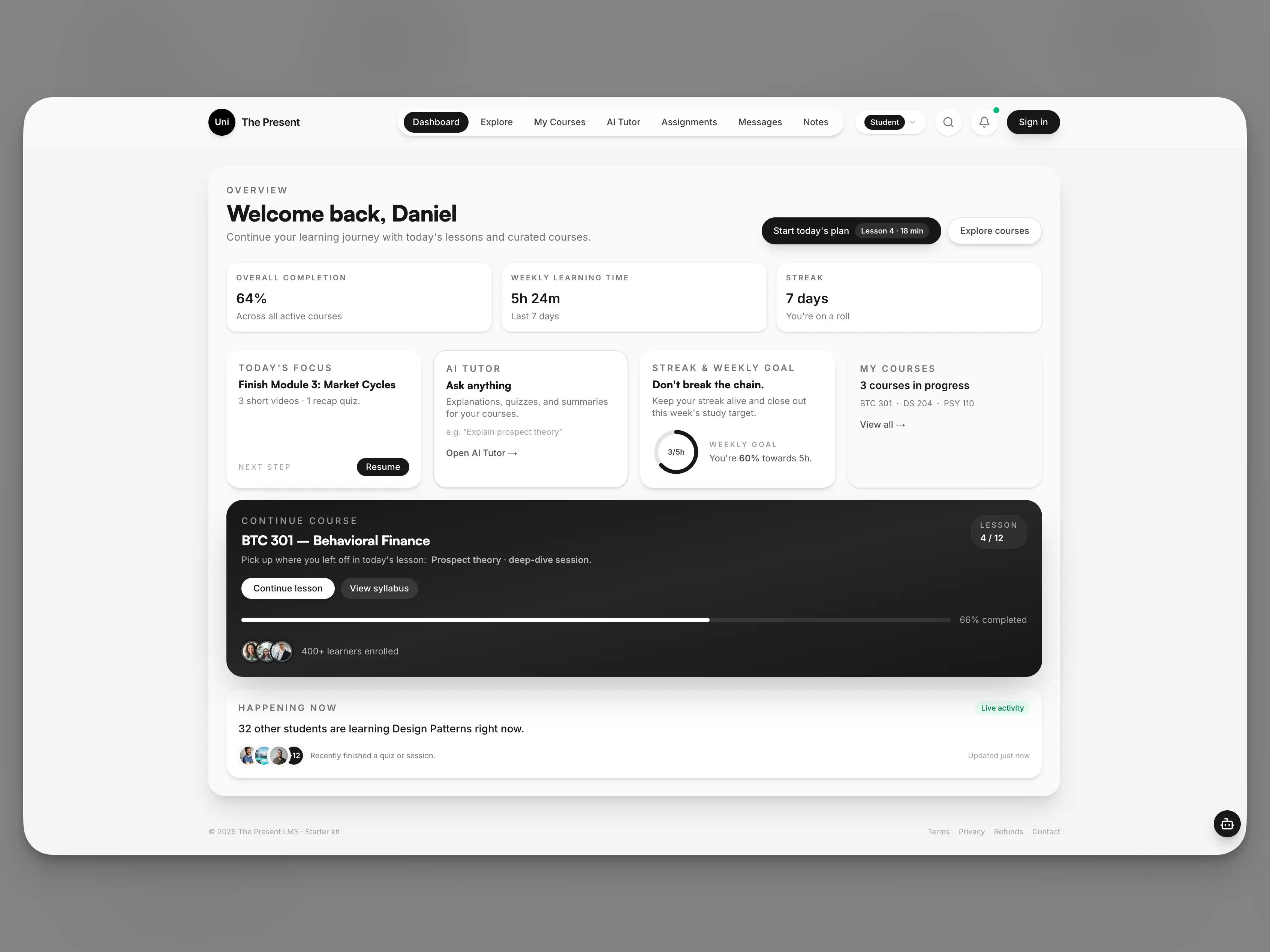 Uni The Present – Next.js LMS Starter Kit
