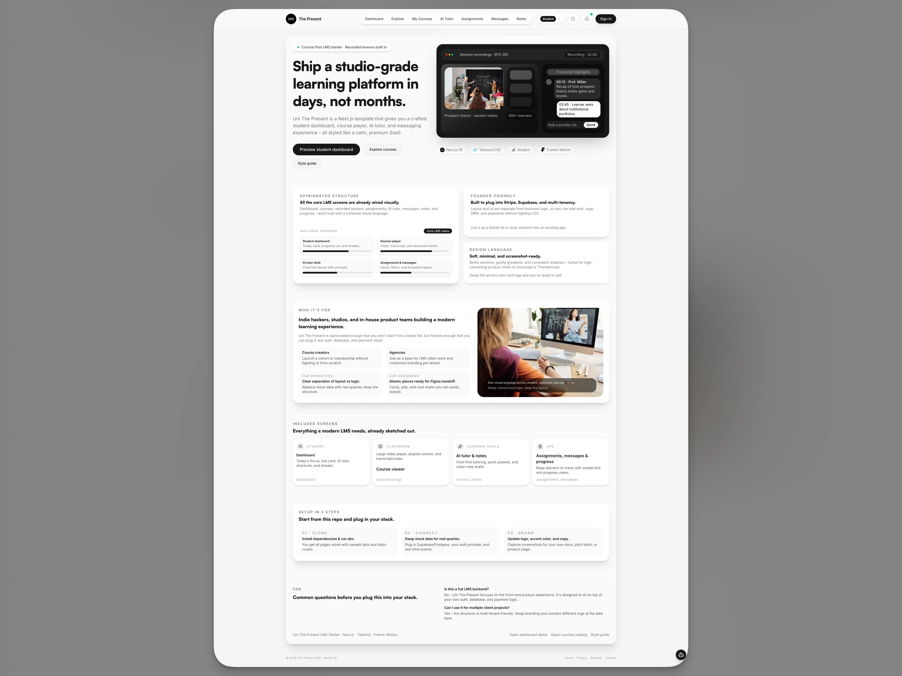 Uni The Present – Next.js LMS Starter Kit